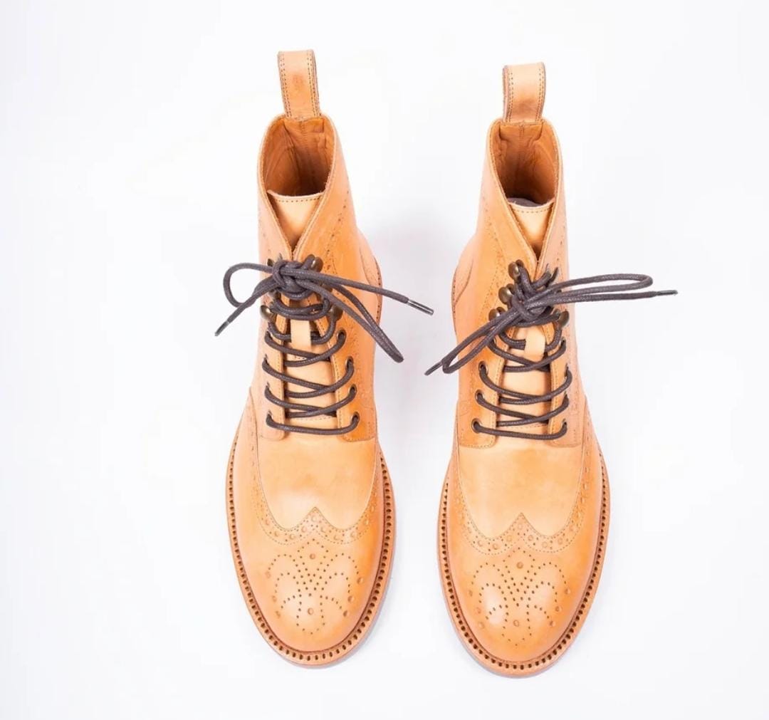 Tan Lace-Up Ankle Boots