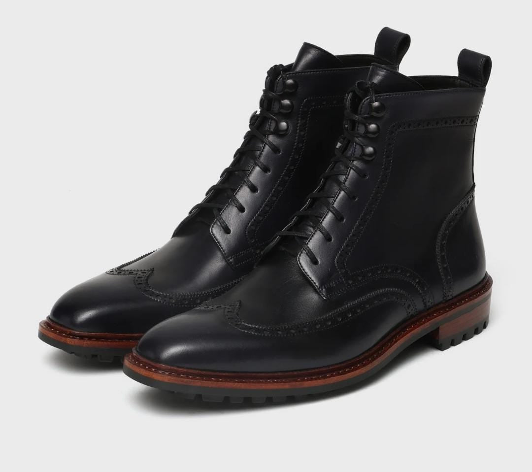 Black Lace-Up Ankle Boots