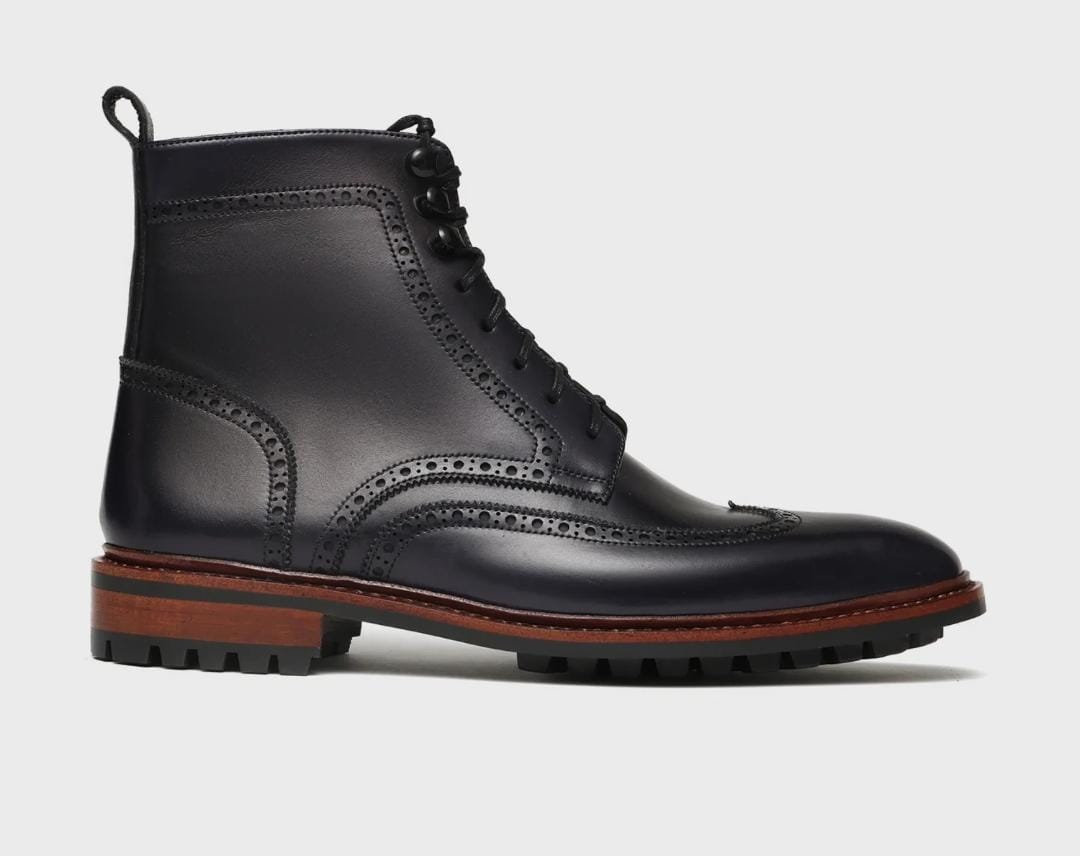 Black Lace-Up Ankle Boots