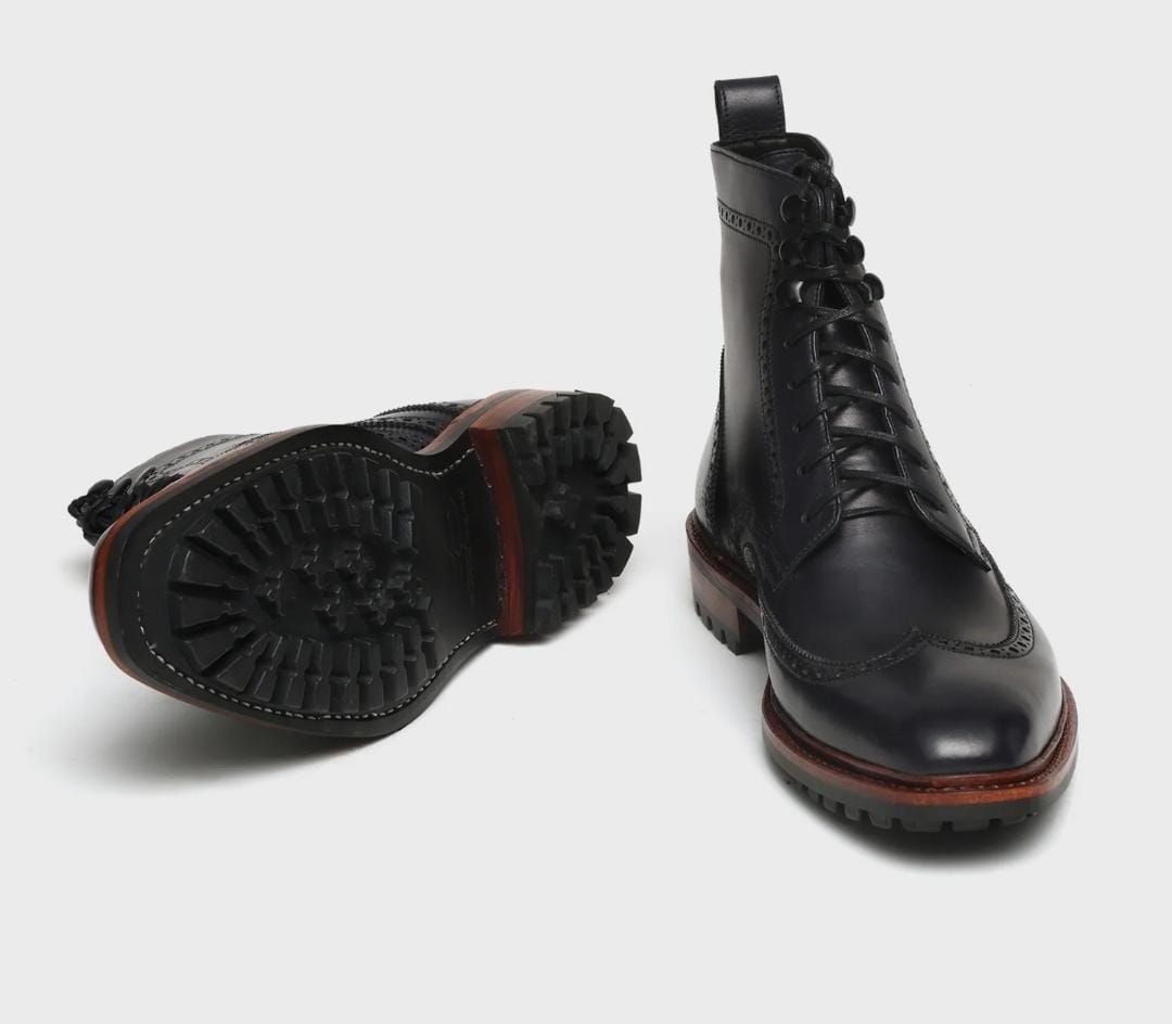 Black Lace-Up Ankle Boots