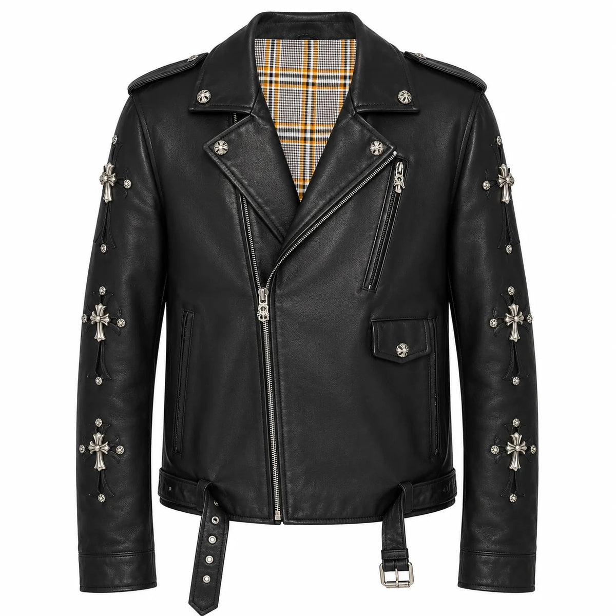 The Gothic Cross-Accented Biker Jacket